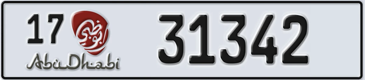 UAE License Plate Abu Dhabi 17 31342