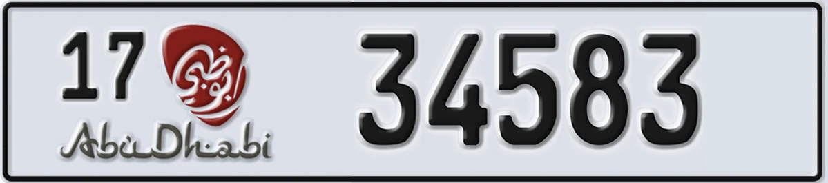 UAE License Plate Abu Dhabi 17 34583