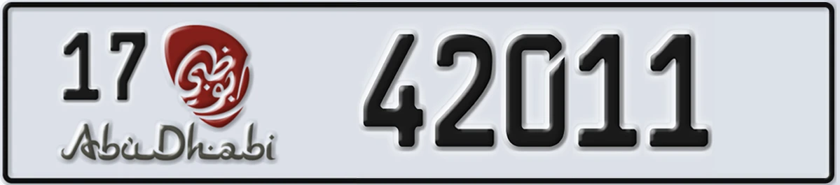 UAE License Plate Abu Dhabi 17 42011