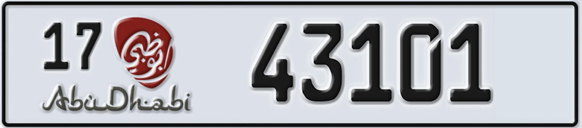 UAE License Plate Abu Dhabi 17 43101