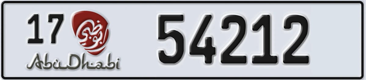 UAE License Plate Abu Dhabi 17 54212
