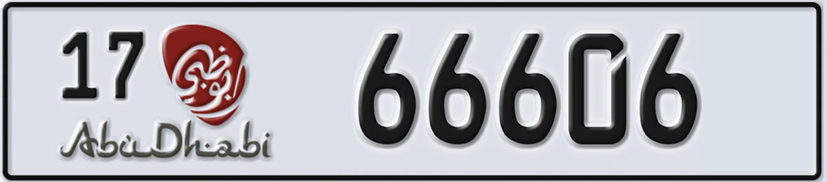 UAE License Plate Abu Dhabi 17 66606