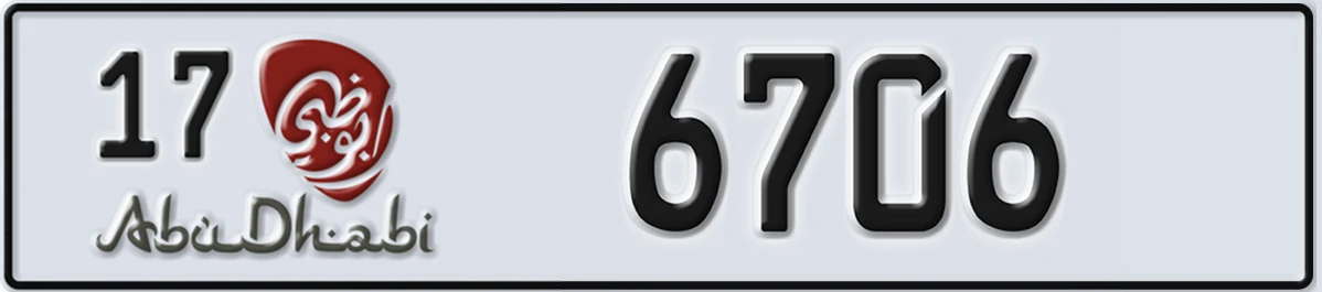 UAE License Plate Abu Dhabi 17 6706