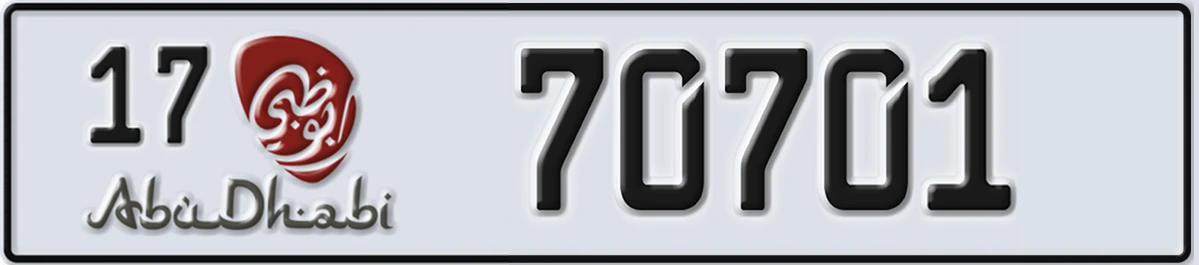 UAE License Plate Abu Dhabi 17 70701