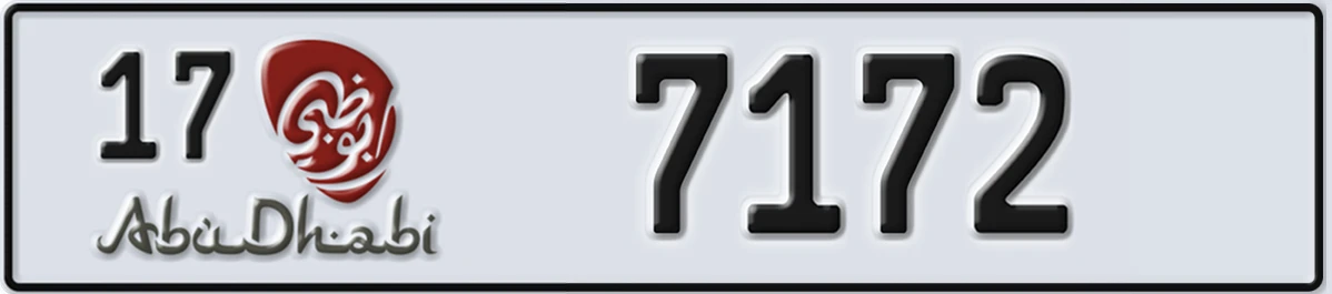UAE License Plate Abu Dhabi 17 7172