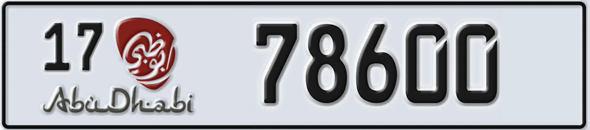 UAE License Plate Abu Dhabi 17 78600