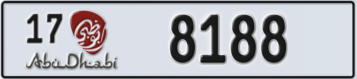 UAE License Plate Abu Dhabi 17 8188