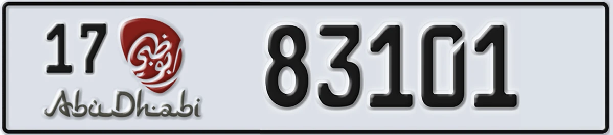 UAE License Plate Abu Dhabi 17 83101