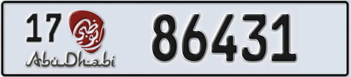 UAE License Plate Abu Dhabi 17 86431