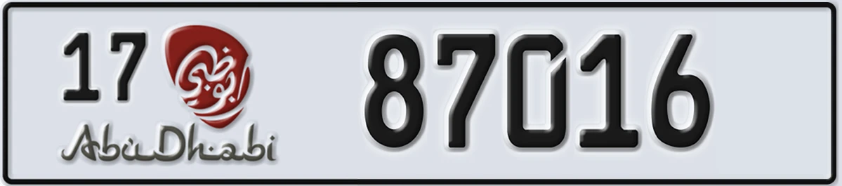 UAE License Plate Abu Dhabi 17 87016