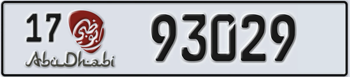 UAE License Plate Abu Dhabi 17 93029