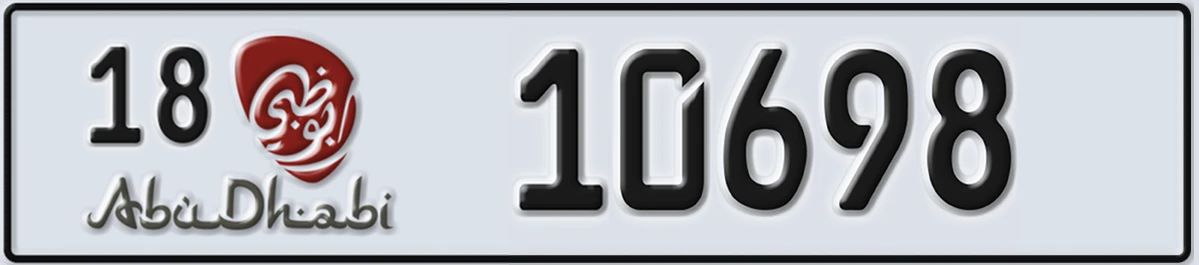 UAE License Plate Abu Dhabi 18 10698