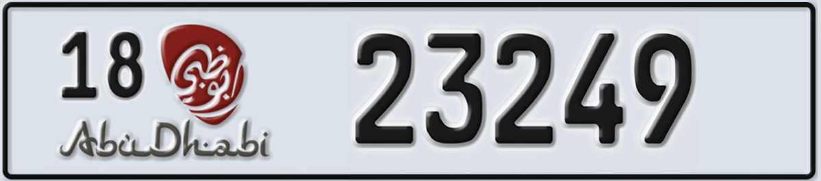 UAE License Plate Abu Dhabi 18 23249