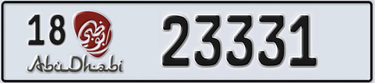 UAE License Plate Abu Dhabi 18 23331