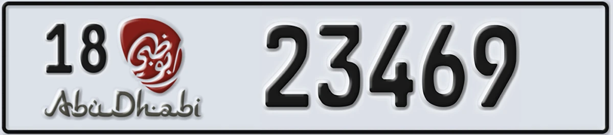 UAE License Plate Abu Dhabi 18 23469