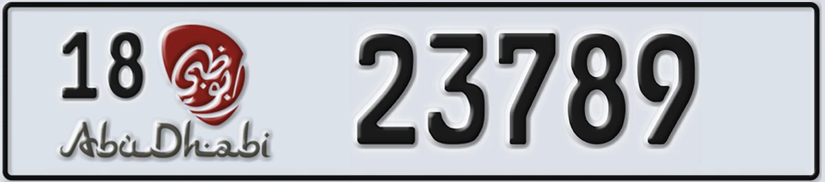 UAE License Plate Abu Dhabi 18 23789