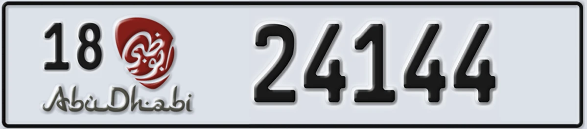UAE License Plate Abu Dhabi 18 24144