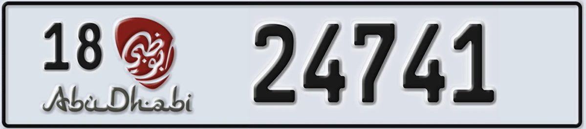 UAE License Plate Abu Dhabi 18 24741