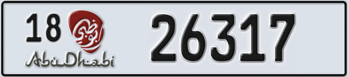 UAE License Plate Abu Dhabi 18 26317