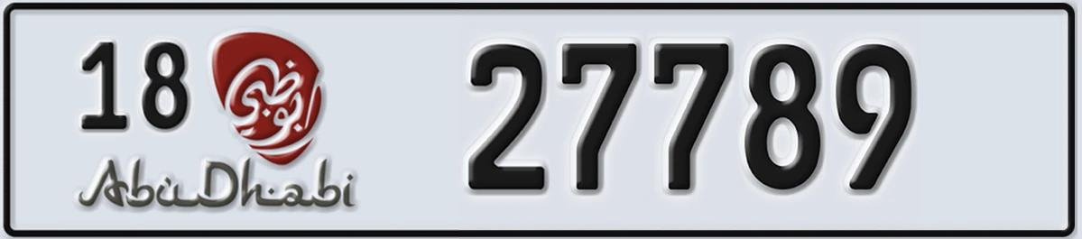 UAE License Plate Abu Dhabi 18 27789