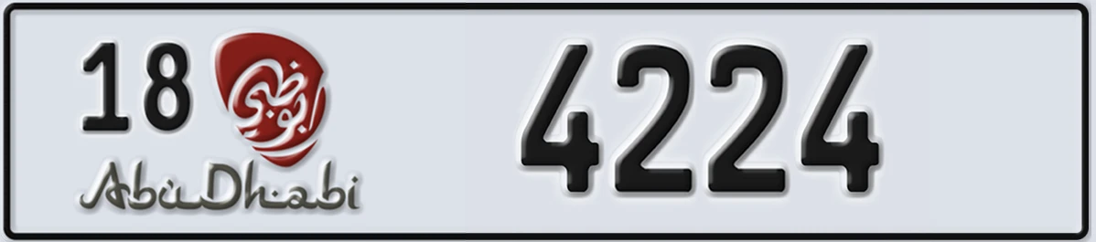 UAE License Plate Abu Dhabi 18 4224