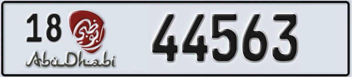 UAE License Plate Abu Dhabi 18 44563