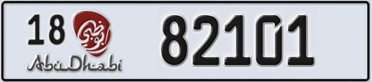 UAE License Plate Abu Dhabi 18 82101