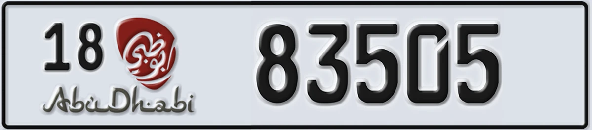 UAE License Plate Abu Dhabi 18 83505