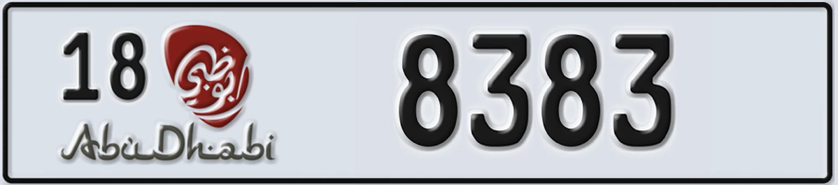 UAE License Plate Abu Dhabi 18 8383
