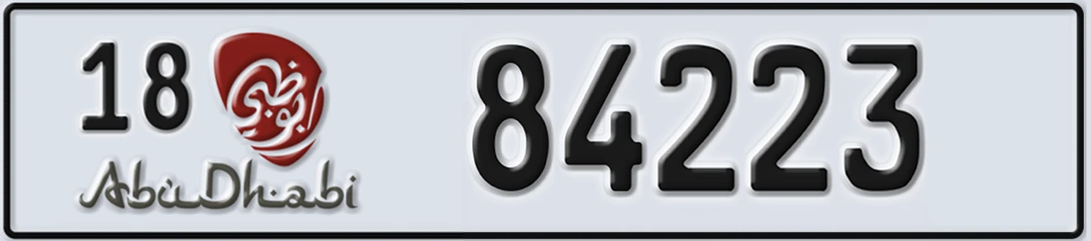 UAE License Plate Abu Dhabi 18 84223