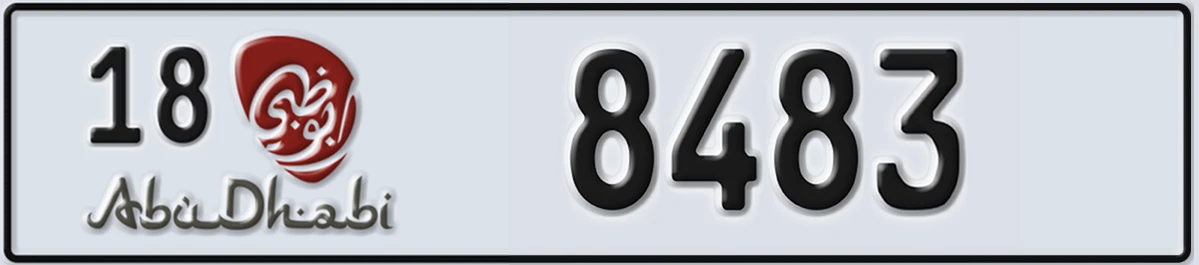 UAE License Plate Abu Dhabi 18 8483