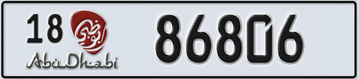 UAE License Plate Abu Dhabi 18 86806