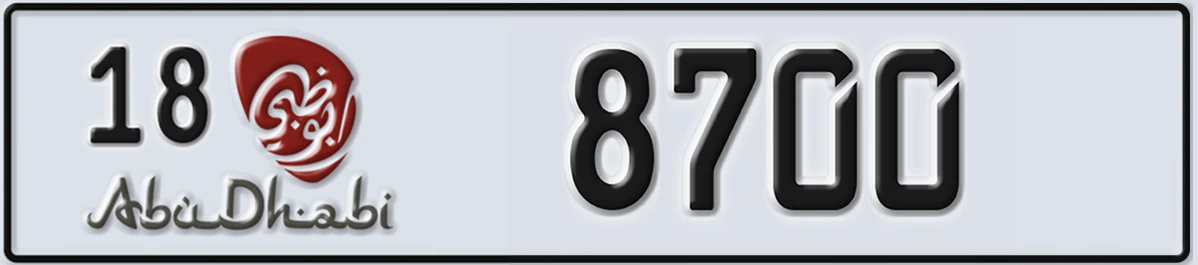 UAE License Plate Abu Dhabi 18 8700