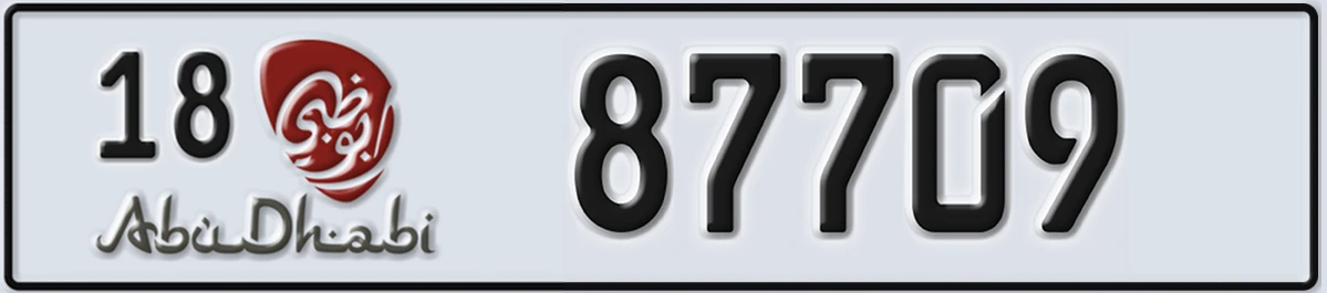 UAE License Plate Abu Dhabi 18 87709