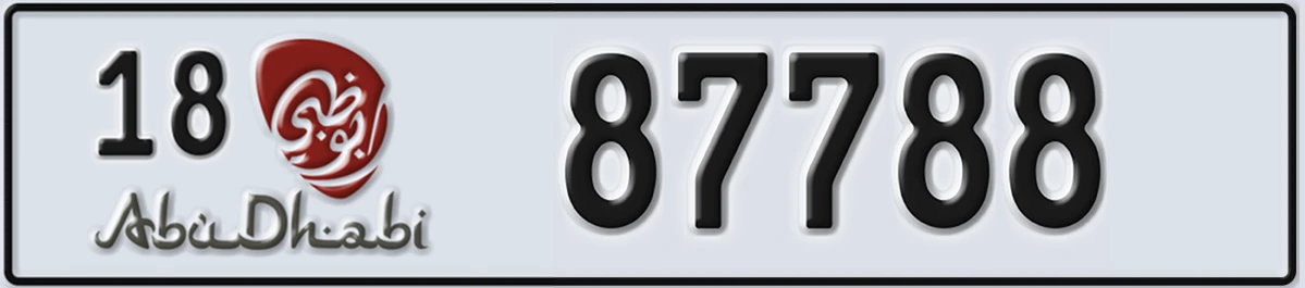 UAE License Plate Abu Dhabi 18 87788