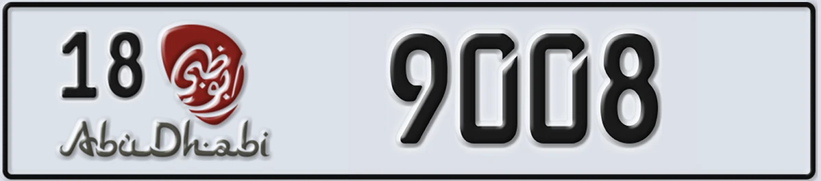UAE License Plate Abu Dhabi 18 9008