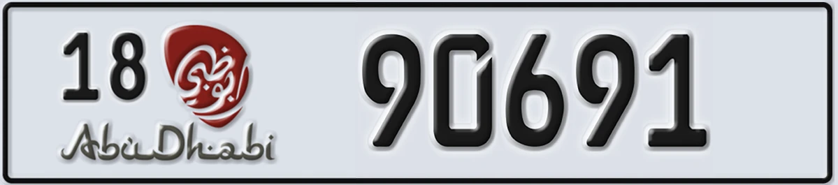 UAE License Plate Abu Dhabi 18 90691