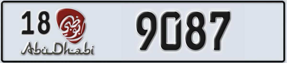 UAE License Plate Abu Dhabi 18 9087