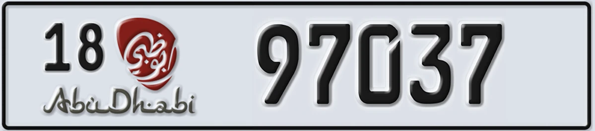 UAE License Plate Abu Dhabi 18 97037