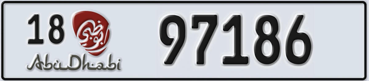 UAE License Plate Abu Dhabi 18 97186