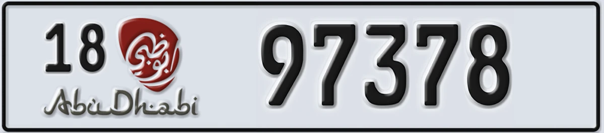 UAE License Plate Abu Dhabi 18 97378