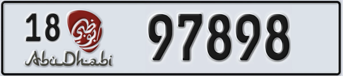 UAE License Plate Abu Dhabi 18 97898