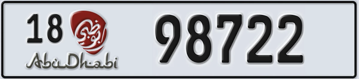 UAE License Plate Abu Dhabi 18 98722