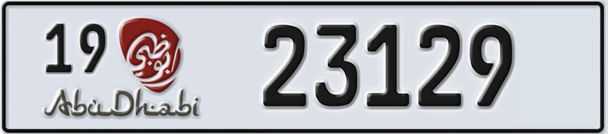 UAE License Plate Abu Dhabi 19 23129