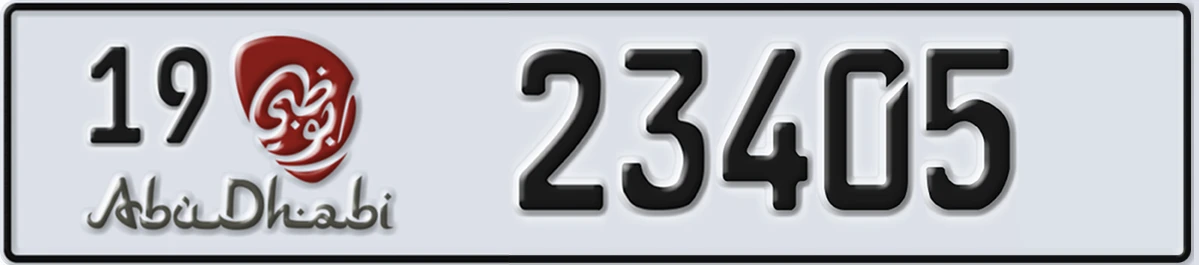 UAE License Plate Abu Dhabi 19 23405