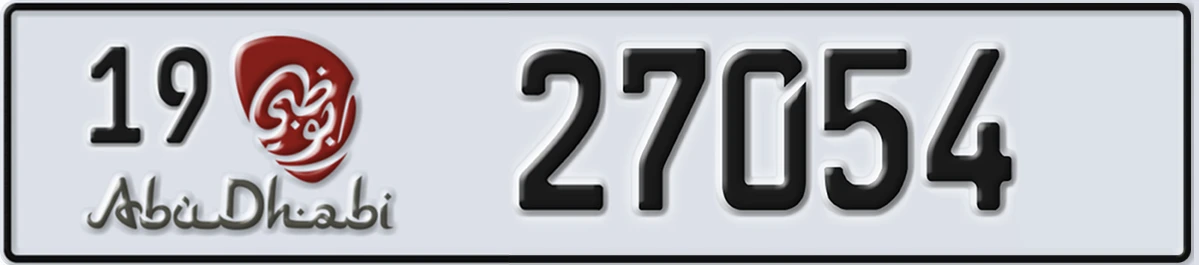 UAE License Plate Abu Dhabi 19 27054