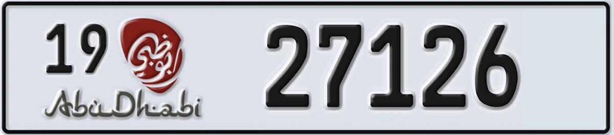 UAE License Plate Abu Dhabi 19 27126