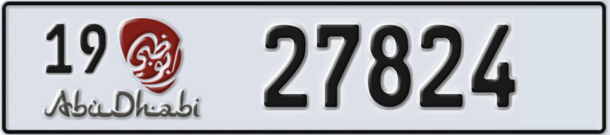 UAE License Plate Abu Dhabi 19 27824