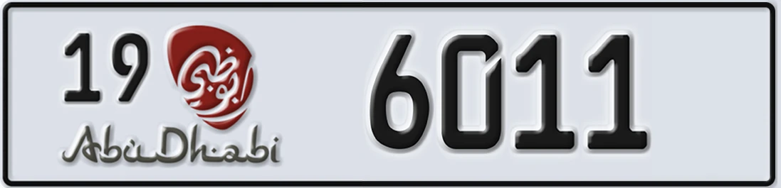 UAE License Plate Abu Dhabi 19 6011X