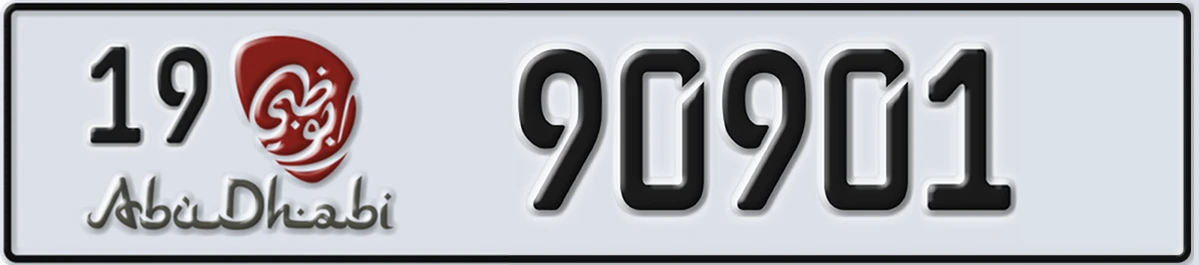 UAE License Plate Abu Dhabi 19 90901